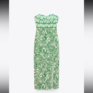Zara printed strapless dress
